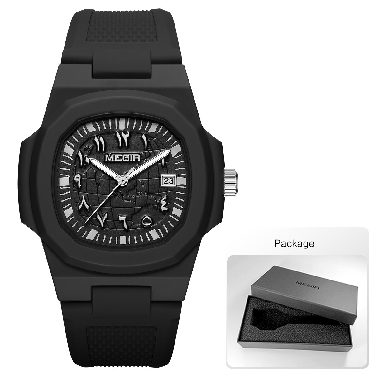 Megir topmerk luxe horloge voor heren 30 atm waterdicht datumweergave siliconen band sportief quartz polshorloge relogio masculino: Hemelsblauw