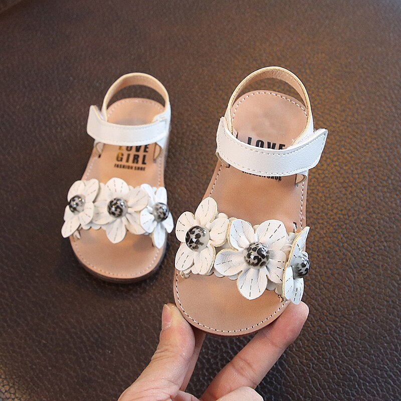 Zapatos de vestir de princesa para niñas pequeñas, sandalias de flores para niños, sandalias de playa blancas y rosas, novedad de verano 1 2 3 4 5 6 años