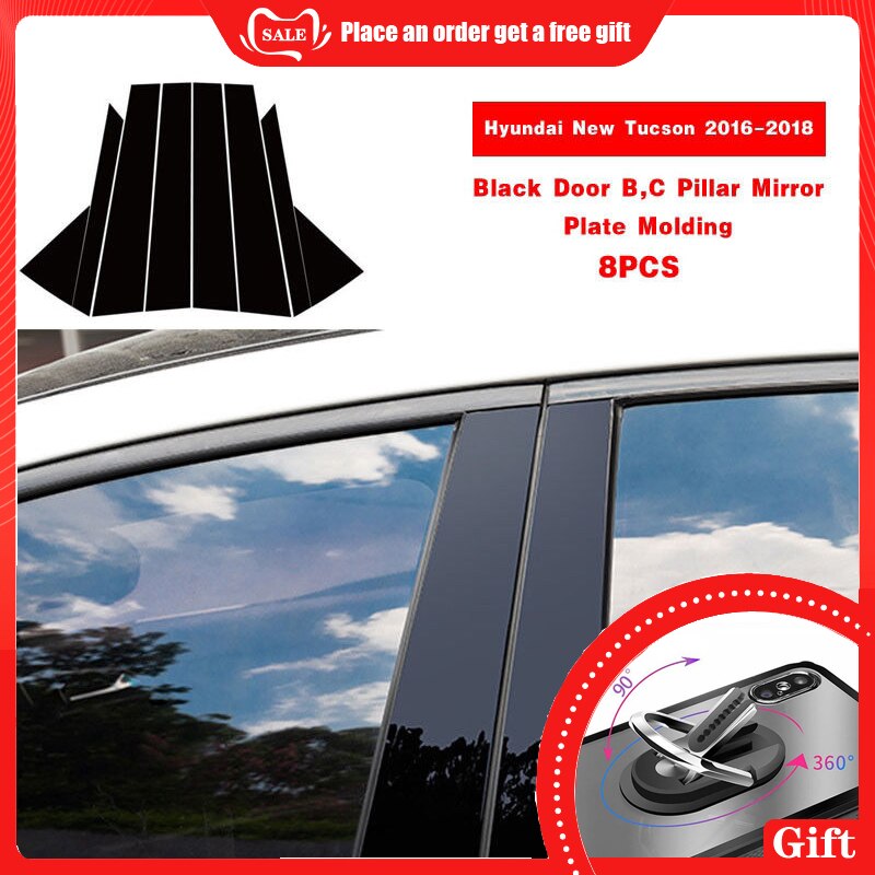 Pcmos Pc Deur B C Pijler Spiegel Plaat Molding Trim Past Voor Hyundai Tucson Exterieur Onderdelen Chroom styling Zwart: Default Title