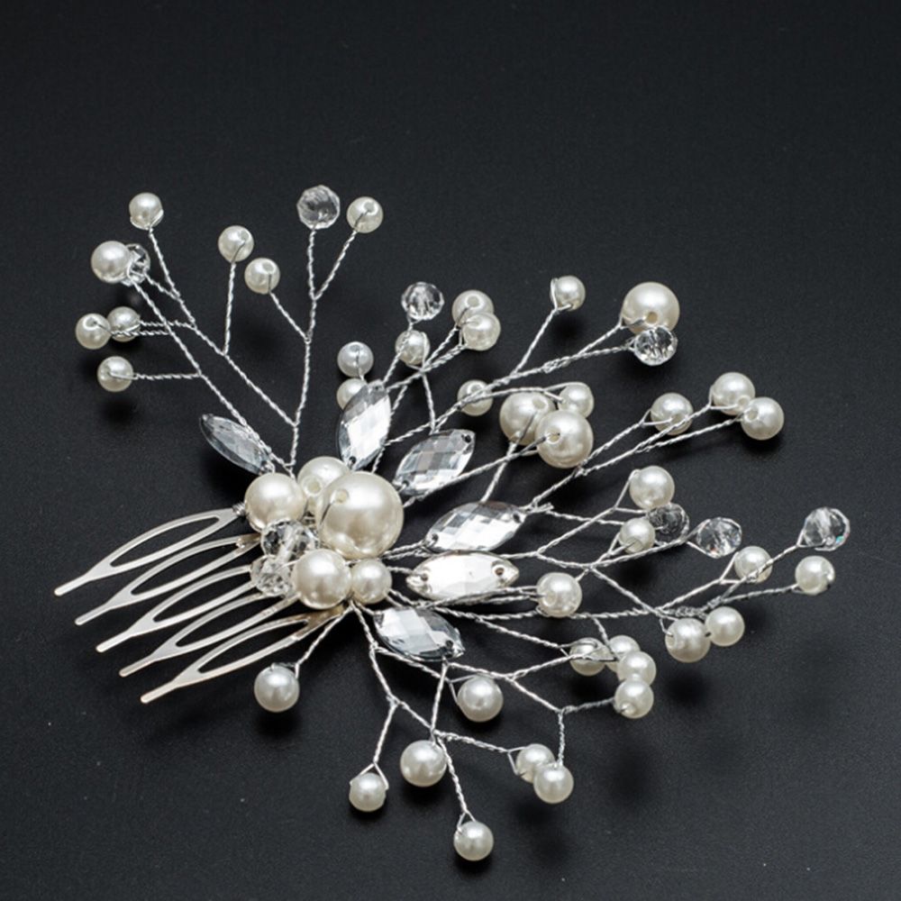 Trendy silber Haar Clip Vintage Hochzeit Braut Perle Blume Kristall Haar Pin Brautjungfer Clip Kamm Braut Haar Schmuck Zubehör