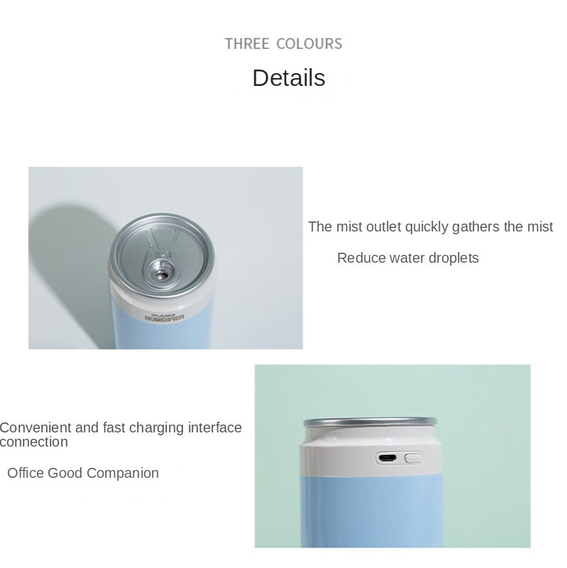 Draagbare Usb Luchtbevochtiger, Met Vlam Lamp, Mini Luchtbevochtiger, geschikt Voor Home Reizen Office Auto En Stille Werking Slaapkamer
