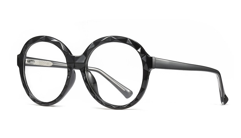 Lunettes en plastique titane pour femmes, monture ronde en cristal, coupe optique, à la , pour ordinateur, 47341: C1 black
