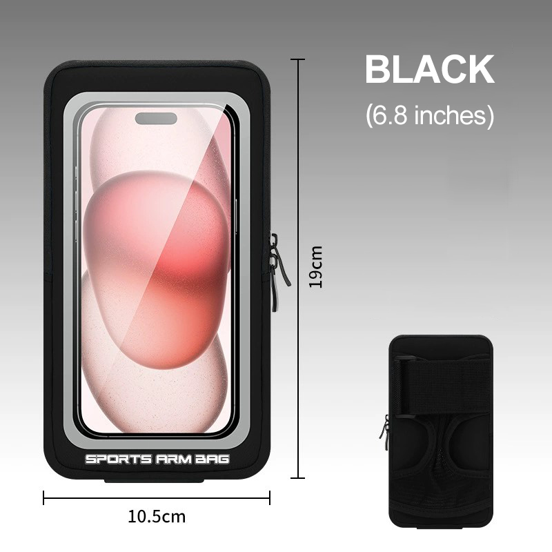 Bracciale sul telefono Borsa per cellulare Braccialetti da polso Borse Mp3 mp4 Porta cellulare sportivo Accessori per telefoni cellulari Donna sport: nero