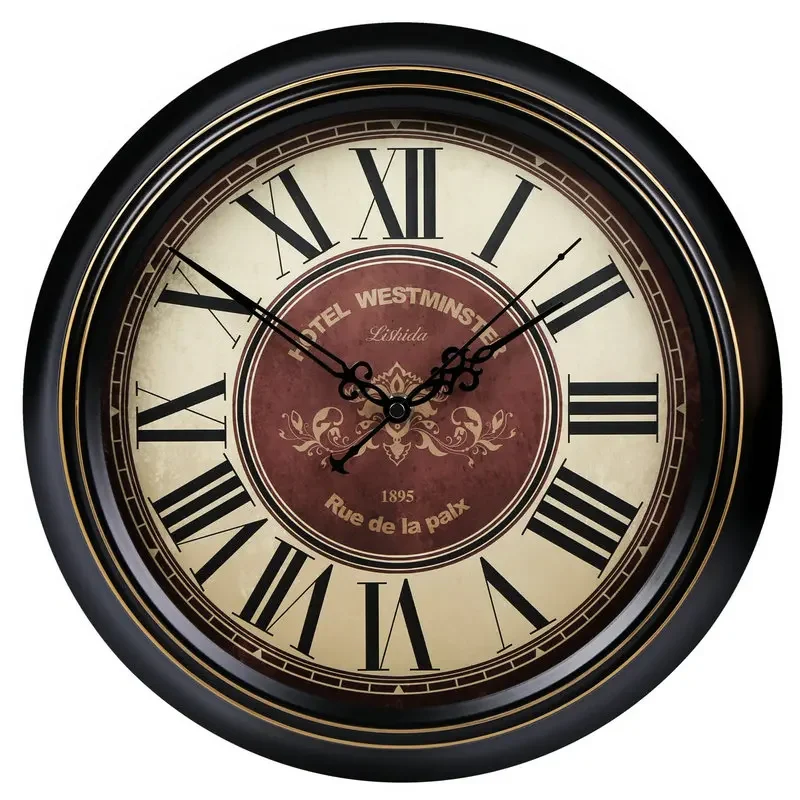 Zegary ścienne w stylu retro mechanizm zegara robić salonu ciche skandynawskie zegarki robić sypialni blać artystyczne akcesoria wewnętrzne dekoracja wnętrz: Burgundowy