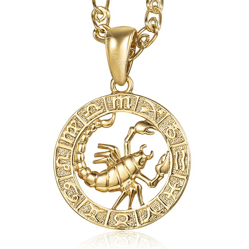 Davieslee 12 Horoscope Zodiac Sign Pendant Necklaces For Women Men Gold Color Aries Leo 12 Constellations DGPM24: green / ROSE GOLD COLOR