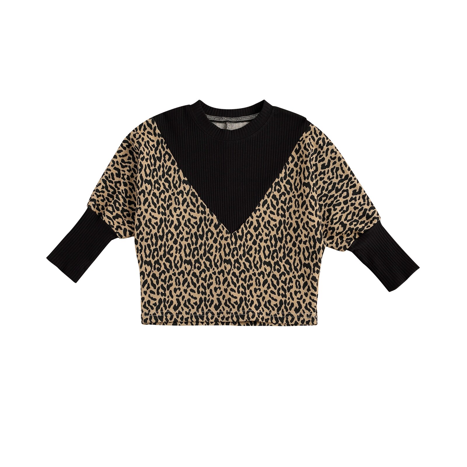 Kleinkind Kinder Baby Mädchen Jungen Gestrickte Pullover, Nette Leopard Print Patchwork Batwing Hülse Neue Rundhals Pullover