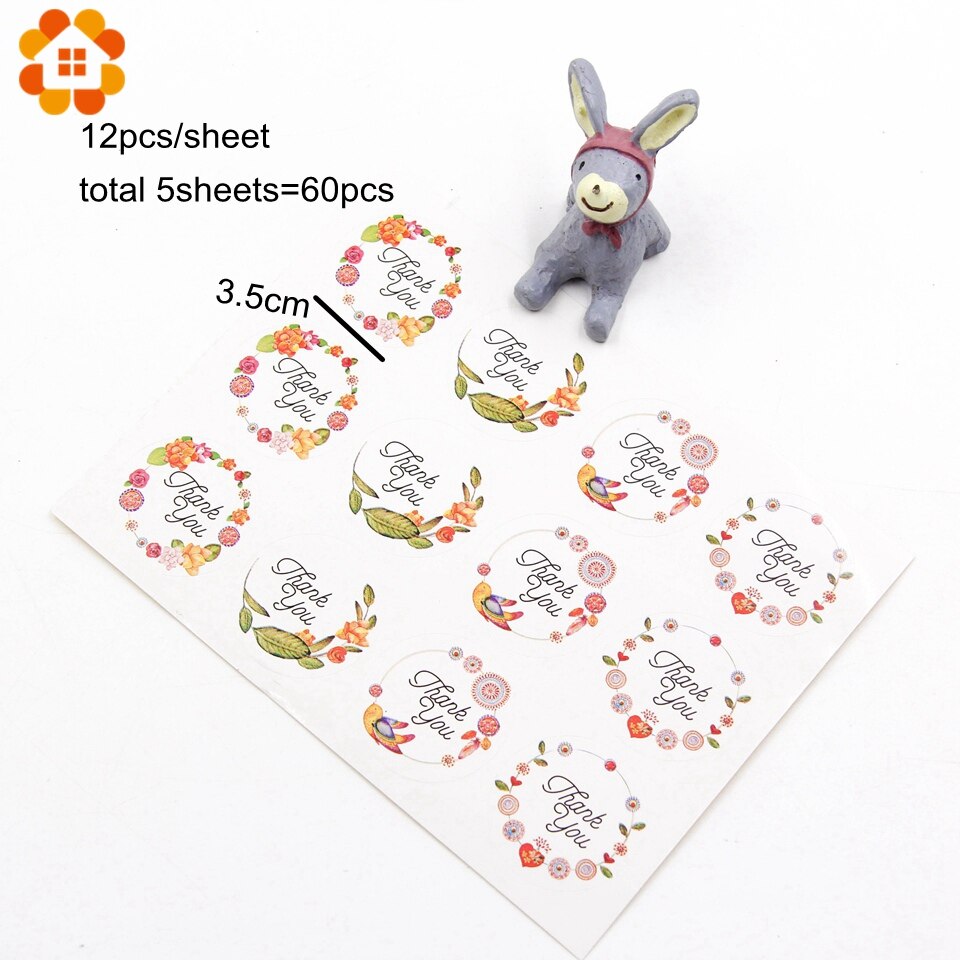 60 stuks bedanklabels stickers labels 4 stijlen feest/bruiloft bedankjes doos tas plakboek gasten inpakbenodigdheden