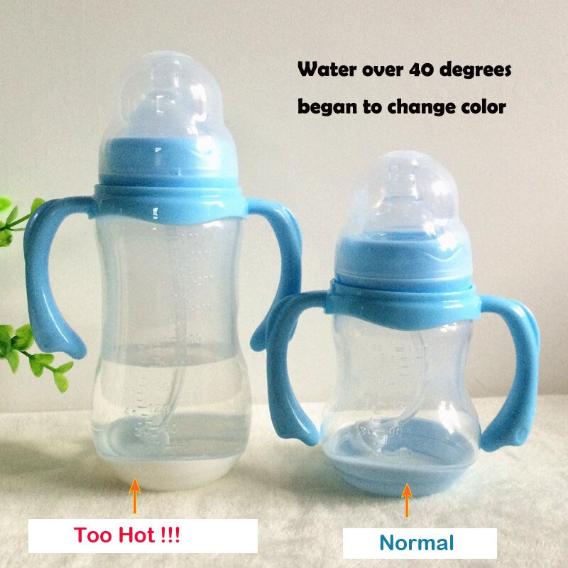 PP Wide Mouth Baby Bottle With Dust Cover Infant Anti-flatulence Baby Bottle Size 180ml/240ml/320ml with Temperature Sensing