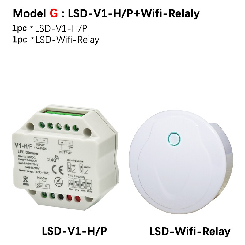LED Dimmer 12V 24V 48V 6A/3A PWM Wireless Frequency Adjustable 2.4G RF LED Dimmer Switch ON OFF for Single Color LED Strip Light: Model G