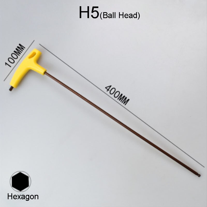 1PCS T-Handle Hex Key Wrench 400mm Flat/Ball head Hex Socket Screwdriver Universal Double-end Wrench Allen Screws Tools: H5-400MM Ball