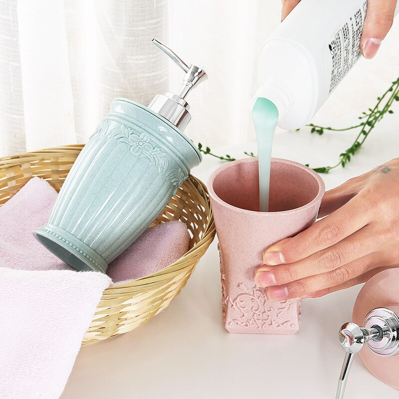 Badeværelsesindretning håndpresse sæbedispenser flydende sæbebeholder shampoo lotion shower gel tom genopfyldelig pumpe plastflaske