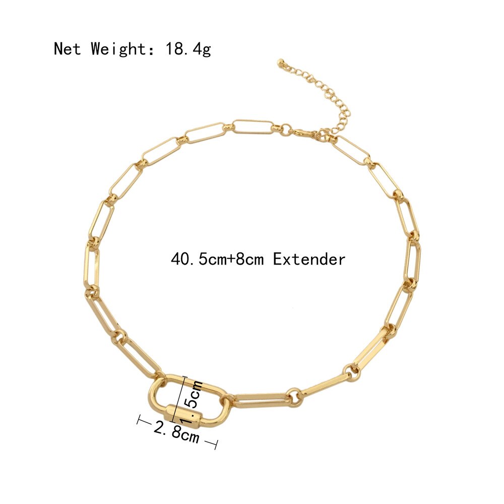 Modern Novelty Special Chain Linked Dainty Necklace Tiny Chain T bar O bar Enclosure Collar Chain For Women Girl: N27345