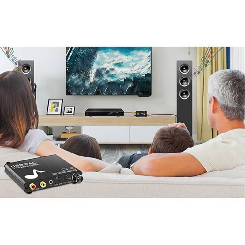 Digital to Analog Audio Converter, Bass Volume Adjustment, USB Sound Card DAC Converter 192KHZ Coaxial Converter