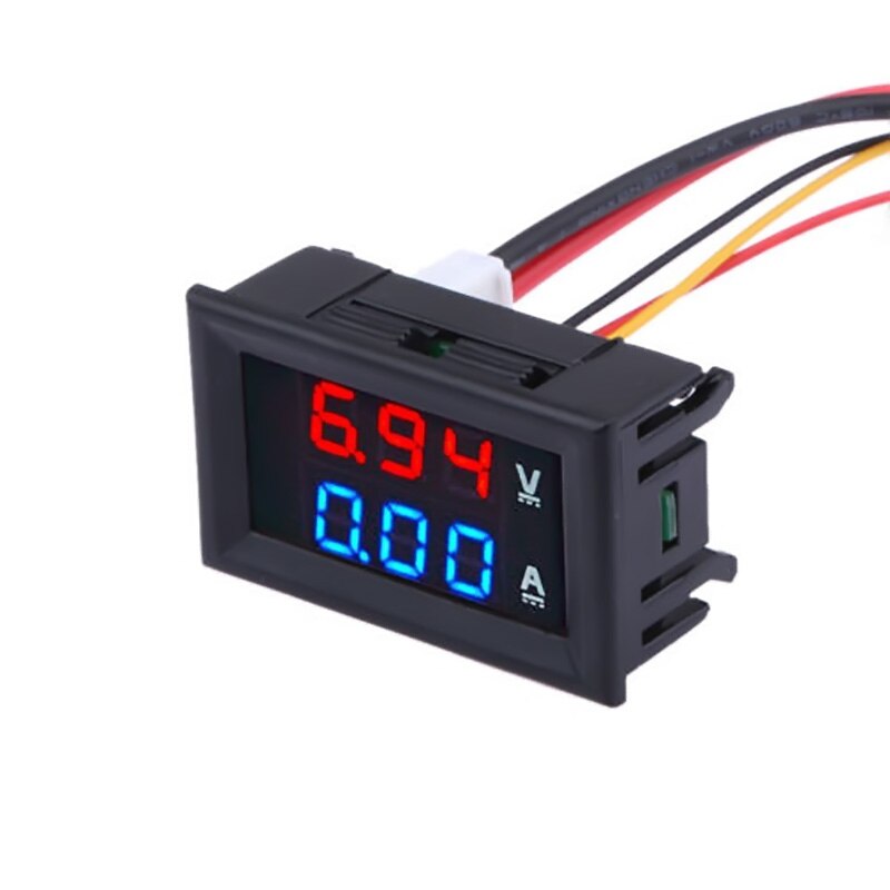 DC Dual Display Panel Meter Volt Amp Meter DC Double Color Blue/Red LED Voltmeter Ammeter DC 0-100V 10A Arriva