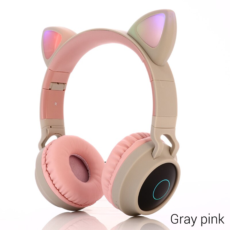 LED Cat Ear Noise Cancelling Headphones Bluetooth 5.0 Young People Kids Headset Support TF Card 3.5mm Plug With Mic