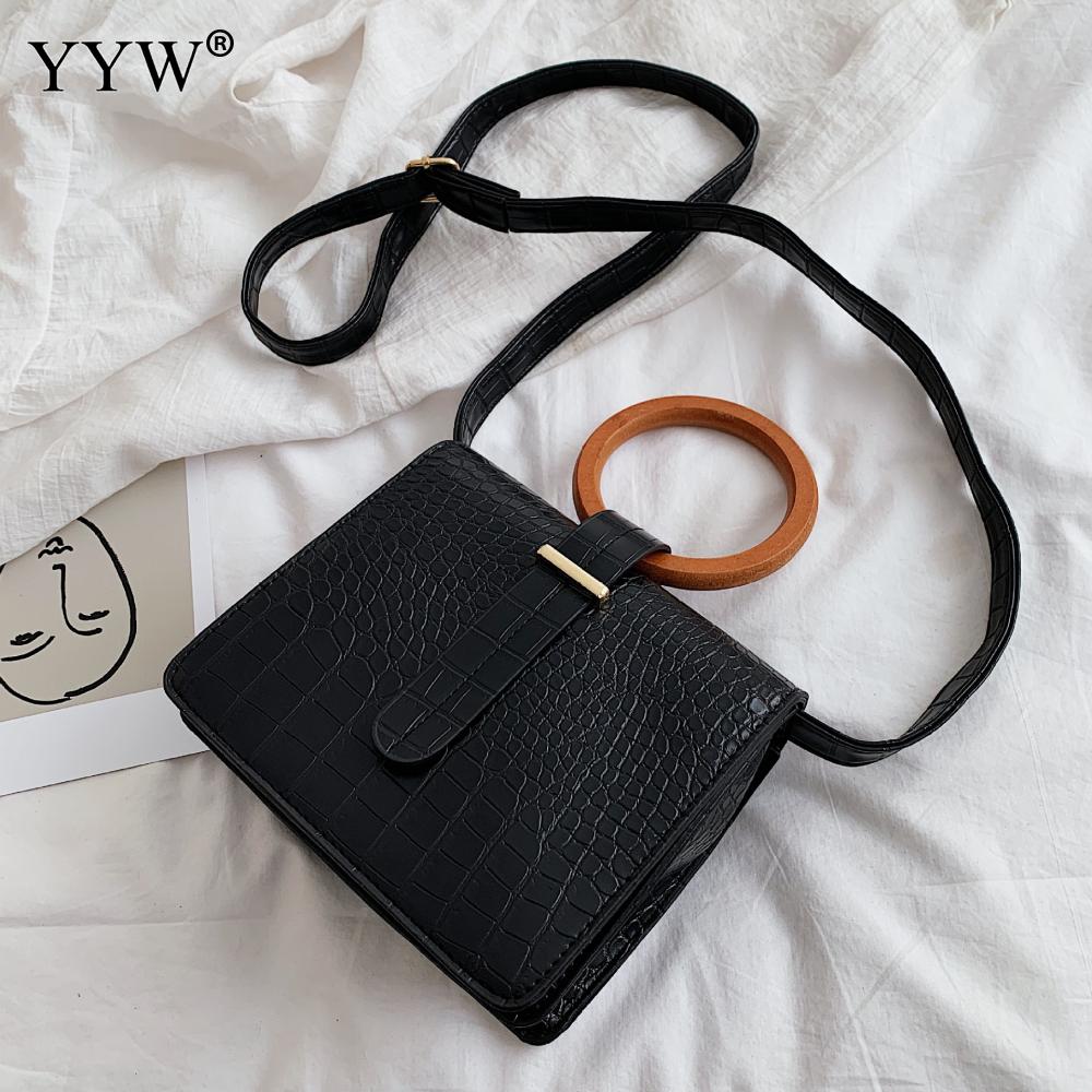 Pu Lederen Clutch Tas Vrouwen Krokodil Graan Kleine Crossbody Tassen Voor Vrouwen Trend Handtas Schoudertassen Vrouwelijke Toevallige Bakken: black