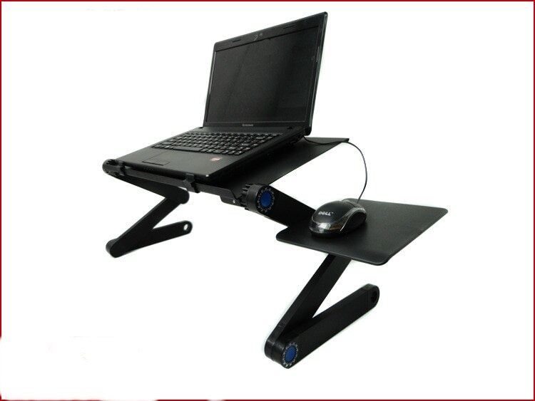 Verstelbare opvouwbare tafel voor laptop, bureau, computer, mesa, notebookstandaard, lade voor slaapbank, zwart, kantoor, slaapkamer, maat m/l, draagbaar: B-zwart
