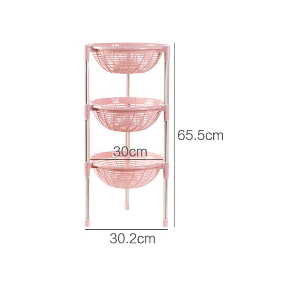 3 Layers Kitchen Round Drain Storage Rack Dishes Fruit Vegetable Sundries Storage Shelf Plastic Home Stand Organizer