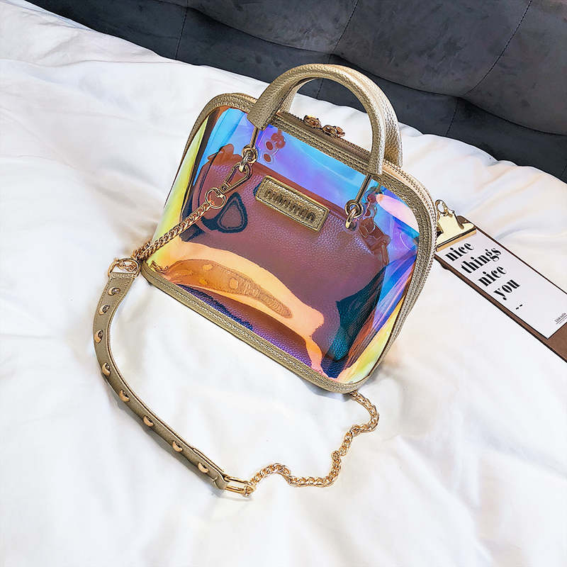 Klare Handtasche Frauen tasche transparent Umhängetasche Luxus Handtaschen Frauen Itb Kleine oben-Griff Schulter Tasche: golden