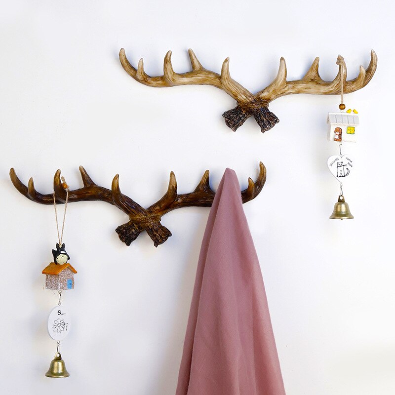 European Style Retro Antlers Hooks Wall Hanging Coat Hook Resin Sundries Hanger Wall Mounts Room Storage Racks Crafts Home Dec