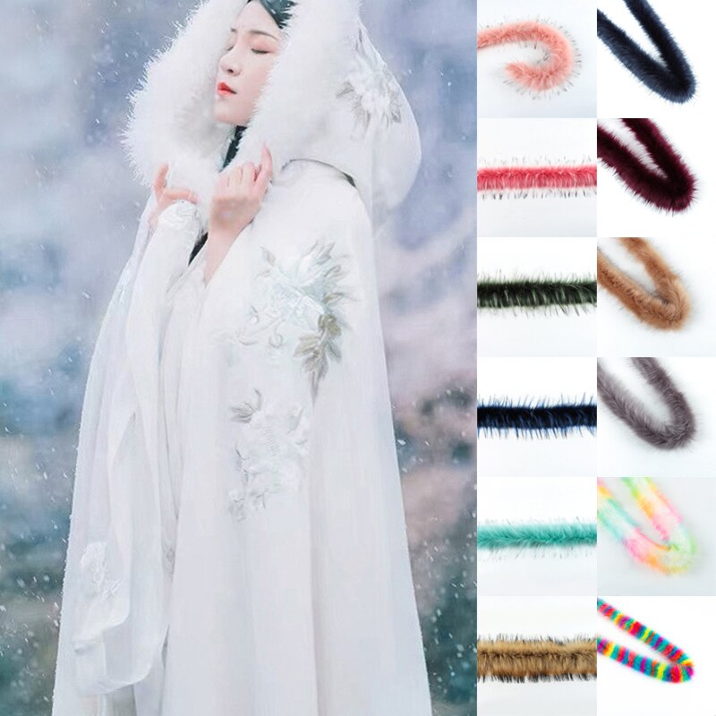1M Kunstmatige Wasbeer Vossenbont Tapes Faux Konijnenbont Pluizige Kostuum Accessoires Luxe Warm Diy Naaien Tapes Voor Kledingstuk schoen Zak