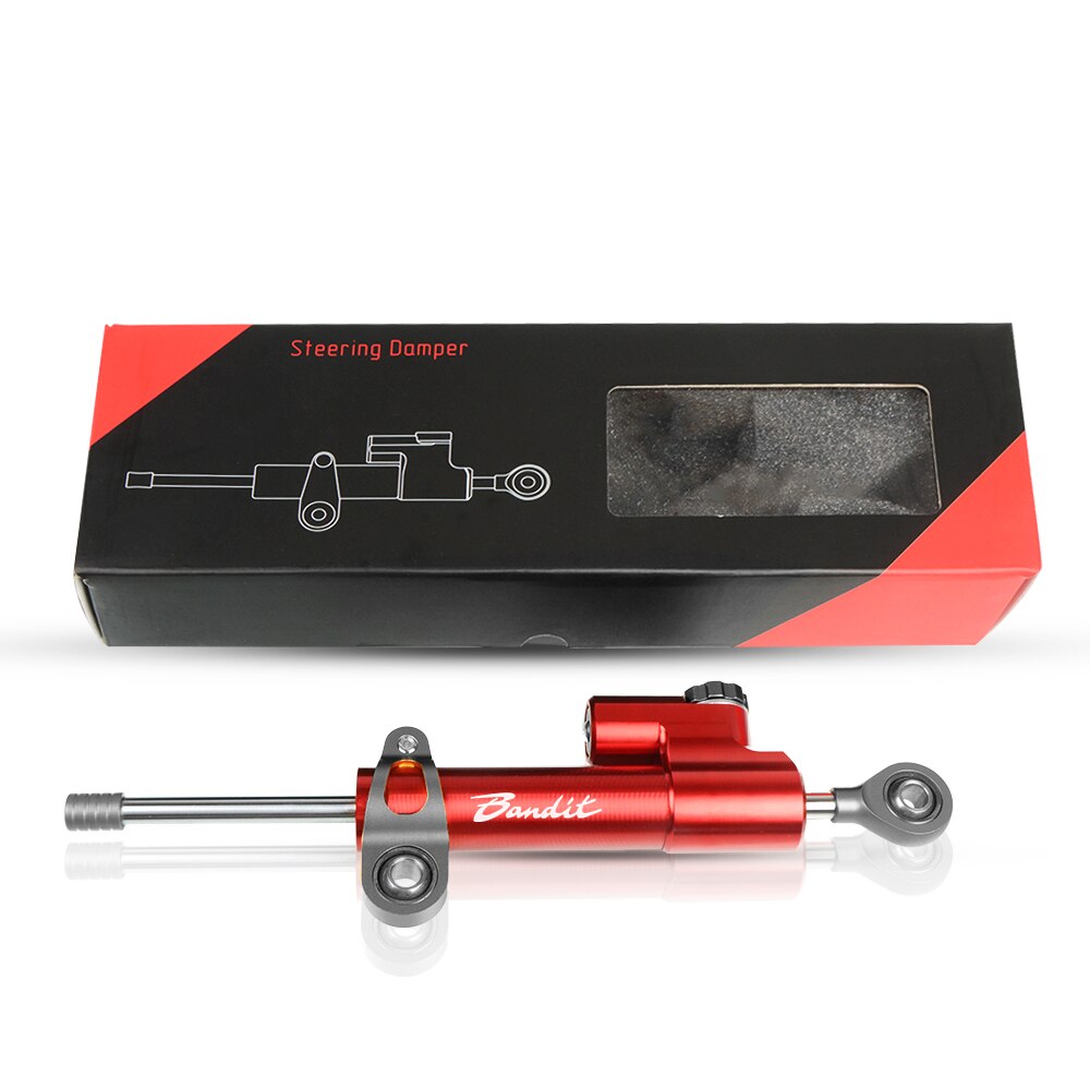 For Suzuki GSF 600 650 Bandit S GSF 1200 1250 Bandit Aluminum Motorcycle Accessories Damper Steering Stabilize Safety Control: Gray-Red