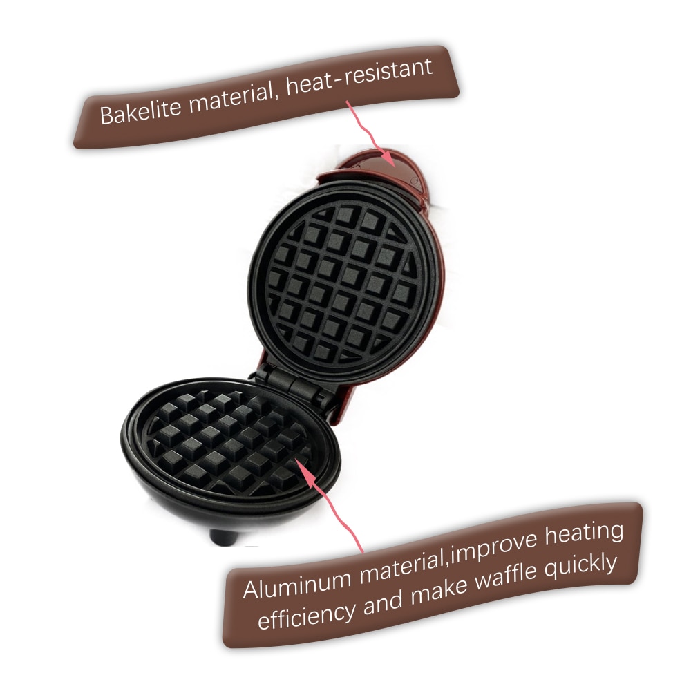Mini våffelmaskin frukostmaskin non-stick våffelbryggare pannkakor kex pizzor maskin till frukost