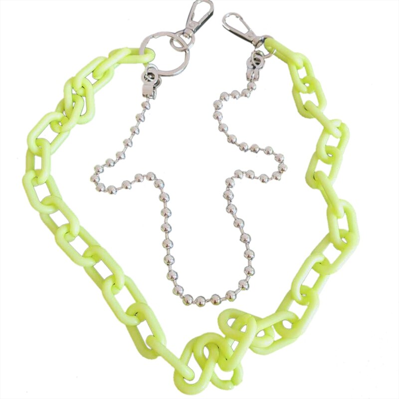 1pcsPunk Hip-Hop Trendy Metal Pant Chain Double Layers Unisex Trousers Chain Belt Chain For Adults Clothing Accessories: Green