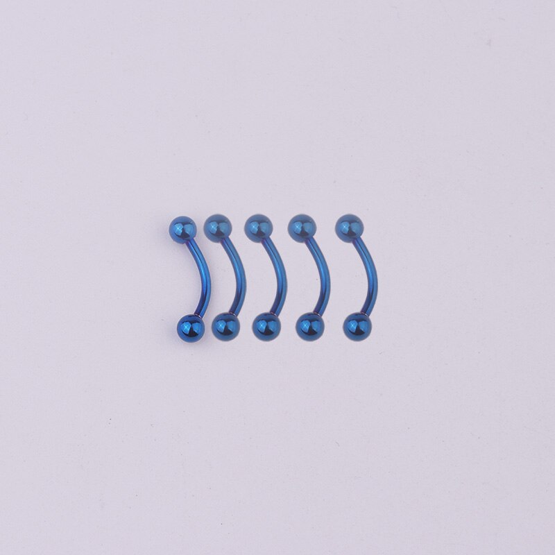 1pcs/lot 6/8/10mm Surgical Steel 3mm Ball Eyebrow Piercing Curved Barbell Lip Ring Snug Daith Helix Rook Earring: Blue / bar length 8mm