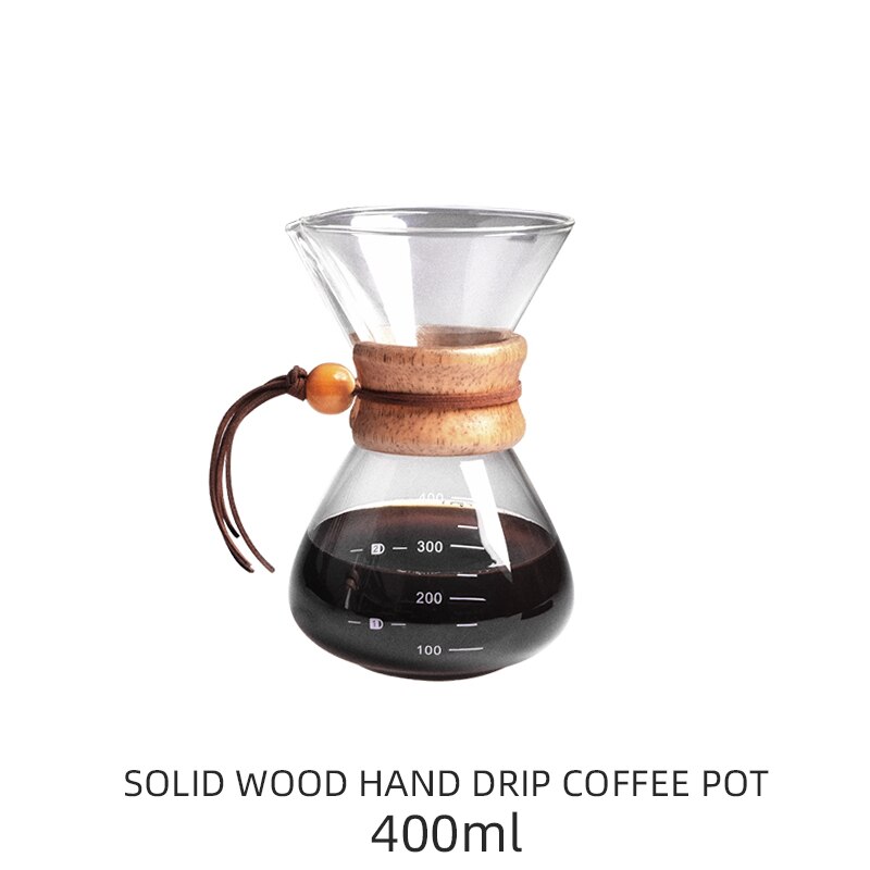 400/600ML High-borosilicate Glass Pour-over Coffee Pots Manual Drip Pot High Temperature Resistant Glass Coffee Maker Coffeeware: 400ml without filter