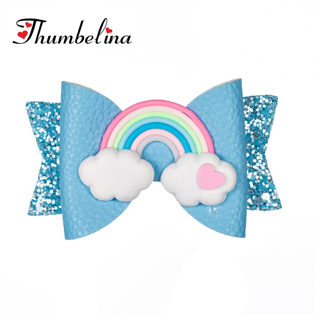 Thumbelina Regenboog Prinses Haarspelden Glitter Haarelastiekjes Met Clip Dance Party Boog Haar Clip Meisjes Haar Accessoires