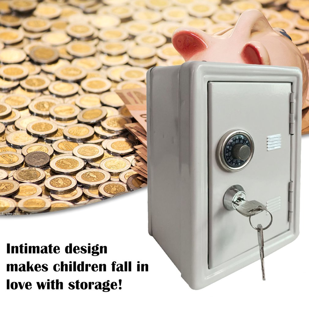 Household Insurance Box Mini Metal Safe Piggy Bank Key Insurance Cabinet Desktop Decoration