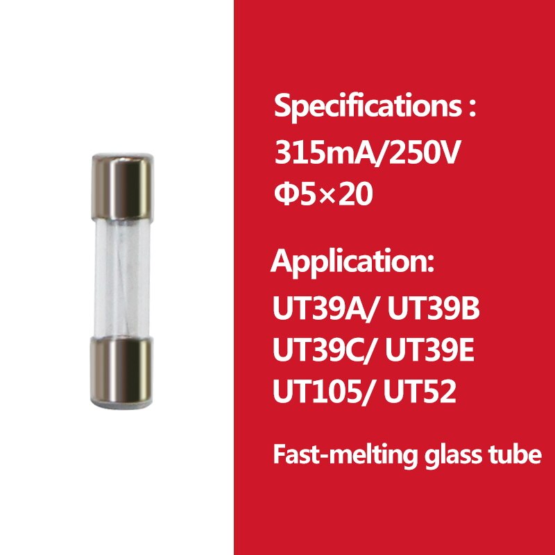 2 stücke UNI-T Patrone Fuse Flink Sicherung Porzellan Rohr Für Uni-t Multimeter UT61 UT139 UT890 UT39 UT105 UT171 Serie: 315mA 250V