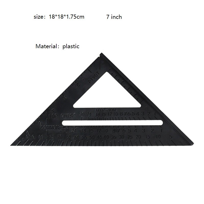 7" Triangle Ruler Aluminum Alloy Ruler Square Ruler Woodworking Measurement Tool Carpenter Square Speed Layout Tool: black 7 inch