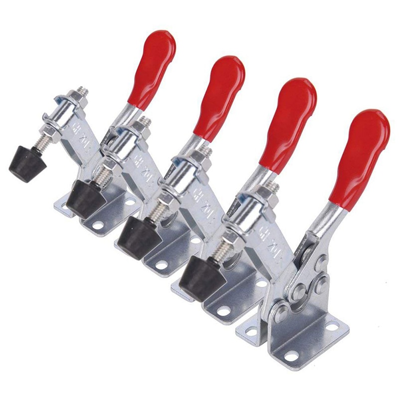 4pcs GH-201B Horizontal Toggle Clamp Vertical Toggle Clamp Hand Clip Tool Workshop Quick Clamps Tools Galvanized Iron Locking