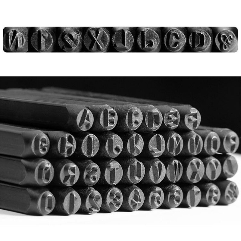 36pcs/set Stainless Steel Letter Number Punch Set Leather Wood Craft Stamp Tool Kit Leather Craft Stamp Tools with Wood Box
