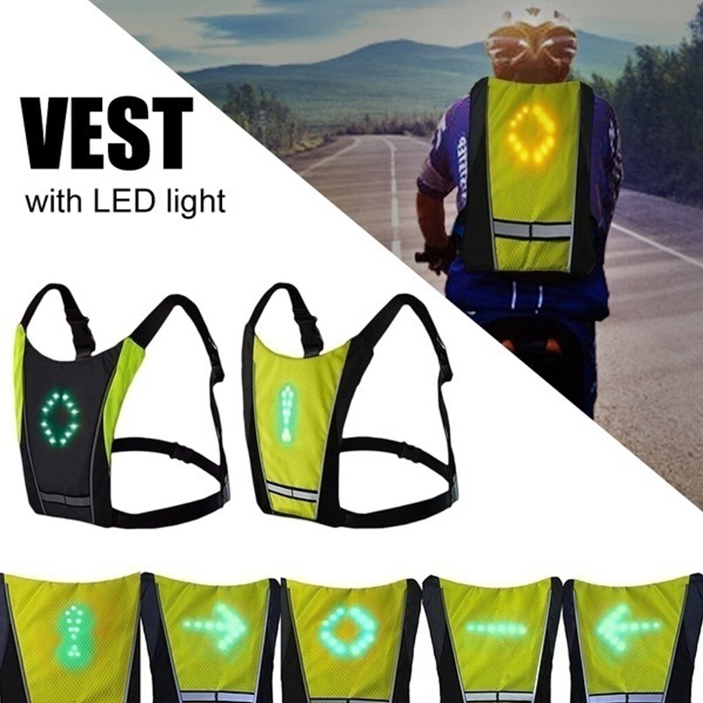 Led Draadloze Fietsen Vest Bike Bag Veiligheid Led Richtingaanwijzer Vest Fiets Reflecterende Waarschuwing Vesten Met Remo