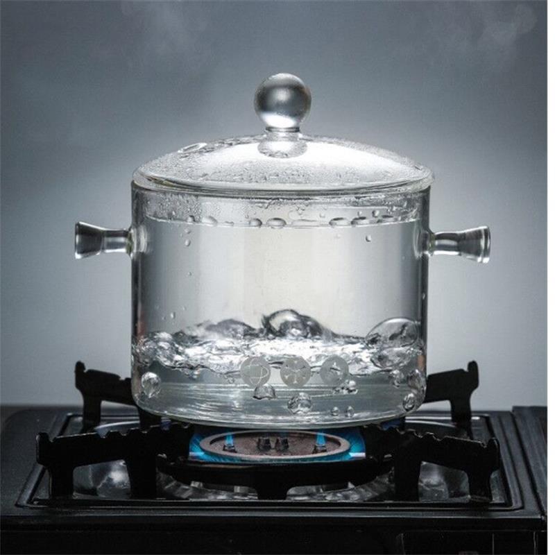 Clear Glass Soup Pot Transparent Glasses Bowl Household Heat-resistant Porridge Pot Kitchenware Cooking Tools Cook Utensil 1.5L