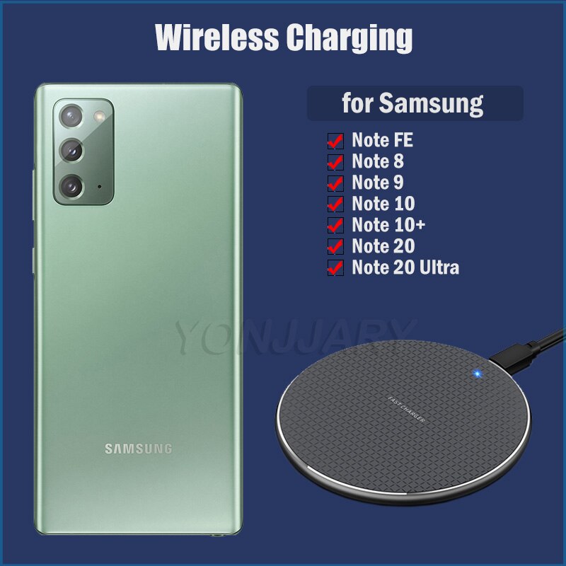 Fast Qi Wireless Charging for Samsung Galaxy Note 8 9 10 20 Ultra FE 10+ Plus 5G 10W Wireless Charger Pad TPU Case