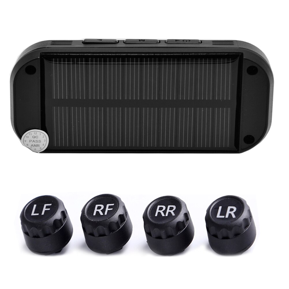 TPMS Car Tire Monitoring Pressure Display auto Alarm Monitor Solar Power Charging Temperature Warning with 4 sensors