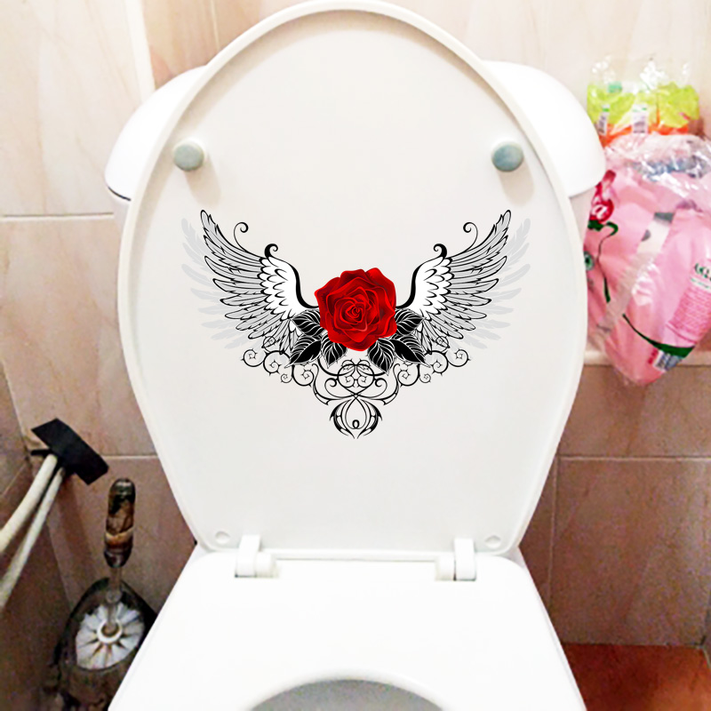 Zttzdy 25.7 × 16.9Cm Rose Vleugels Moderne Kunst Home Decoratie Accessoires Mode Muur Wc Stickers T2-1146