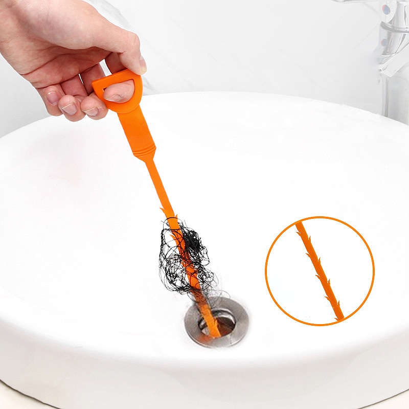 Desbloqueador de drenaje de 64CM, herramienta de dragado de tuberías de serpiente, limpiador, cepillo removedor de pelo, herramienta para baño, cocina, desatascador, fregadero, alcantarillado