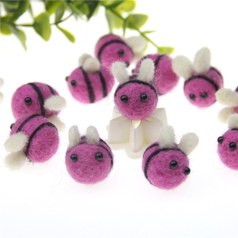 5pcs Handmade Needle Wool Felt Bee Home Party Hanging Decoration DIY Hair Accessories Finished 3D Cartoon Bee