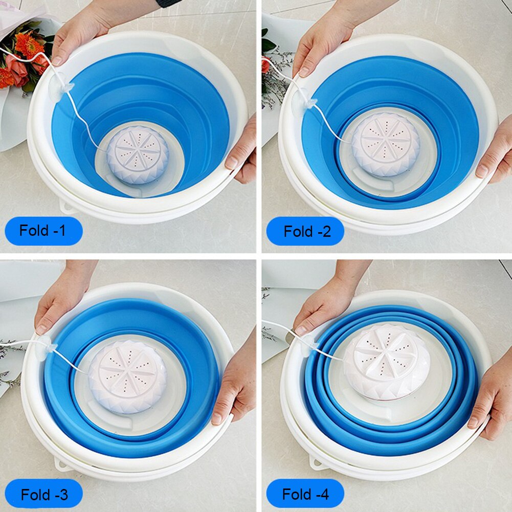 Portable Washing Machine Light Ultrasonic Turbine Washer With Foldable Tub Personal Rotating Outdoor Small Washing Machine