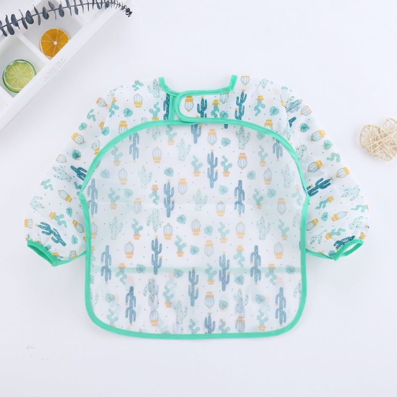 Unisex Infant Kleinkind Baby Smock Fütterung Zubehör Wasserdicht Cartoon Lange Ärmeln Lätzchen Spuck Tücher Kinder