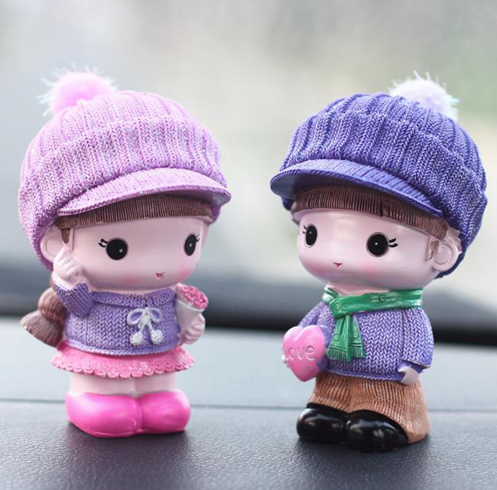 4 # Wishing Paar Beeldjes Leuke Auto Pop Ornamenten Auto-interieur Decoraties Beeldjes Miniaturen Beste Voor Uw Liefhebbers: B