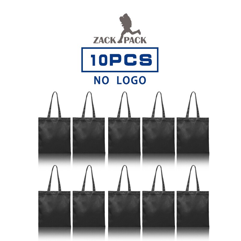 10pcs Zackpack Viaggio Tote sacchetto di mano di Logo Personalizzato Sacchetto di Tela 12A commercio all'ingrosso Tasca Studente di Sport Dei Capretti del Cotone Scuola Sacco ragazza: Black