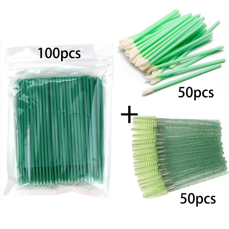200Pcs Roze Mascara Wands Lipgloss Wand Borstel En Wimper Cleaning Micro Applicator Set 3 In 1 Eye Lash makeup Tools In Bundel