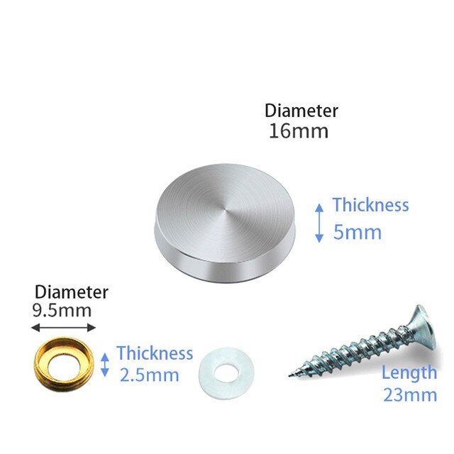 Tornillos decorativos de acero inoxidable para espejo de mesa, tapa de cristal para publicidad, sujetadores de uñas, sujetadores para muebles, 8 piezas: 16mm