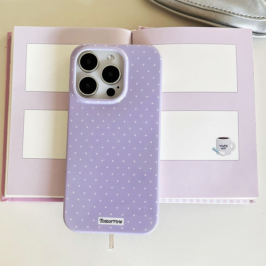 INS Polka Dot Small Fresh Mobile Phone Case for iPhone 15 14 13 12 Pro Max 11 Ultra Slim Shockproof Cover for iPhone 15 Pro Max: ABS / PURPLE